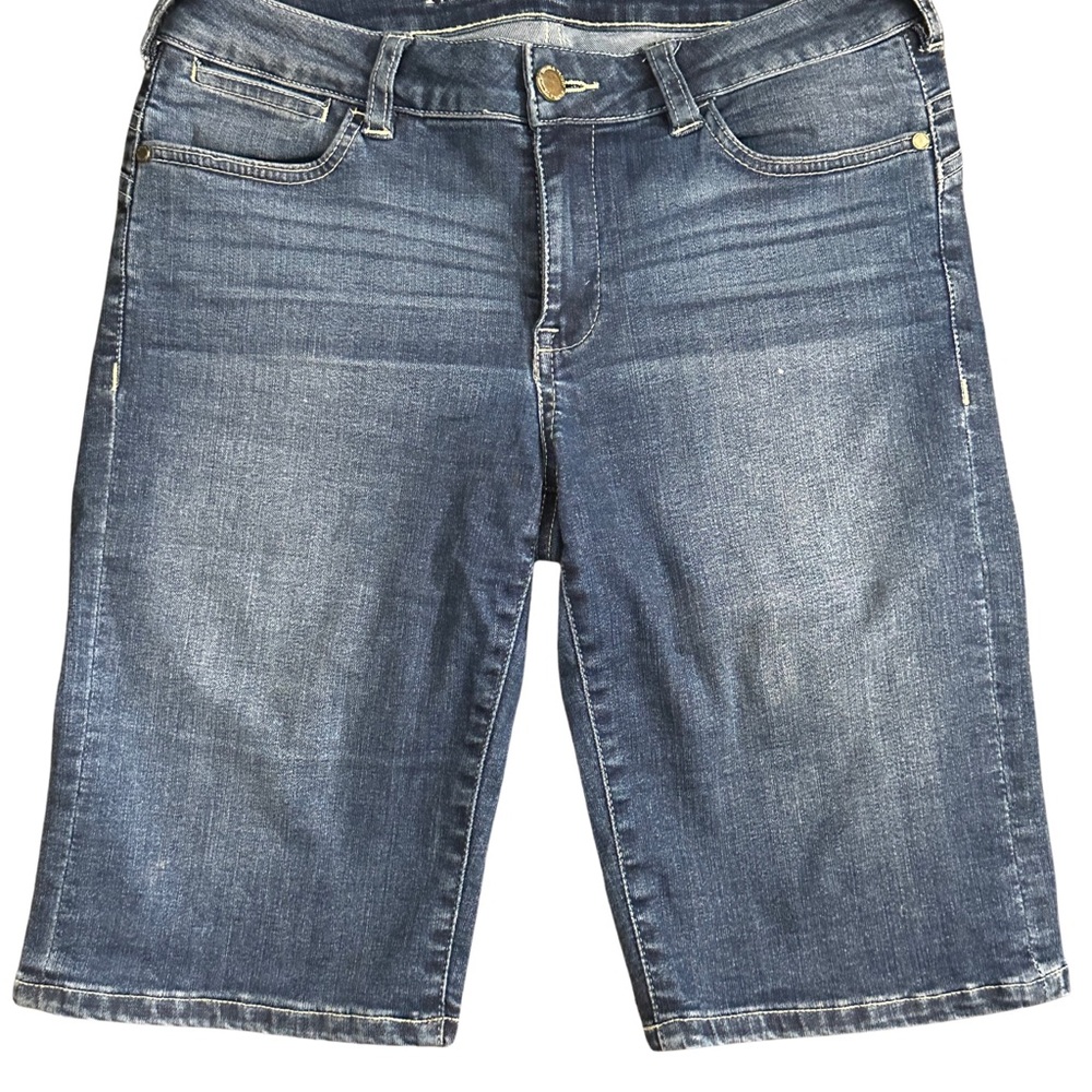 Ivanka Trump Dark Blue Denim Shorts with Gold Button